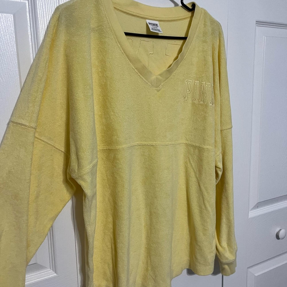 PINK Victoria's Secret Light Yellow V-Neck Sweater